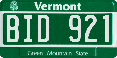 VT license plate BID921