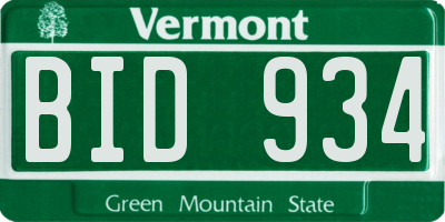 VT license plate BID934