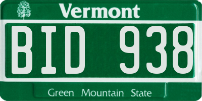 VT license plate BID938