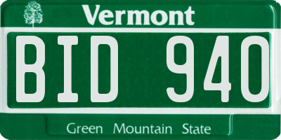 VT license plate BID940