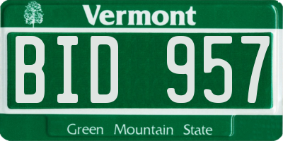 VT license plate BID957