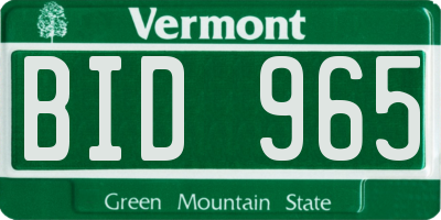 VT license plate BID965