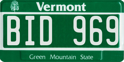 VT license plate BID969