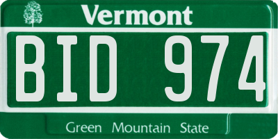 VT license plate BID974