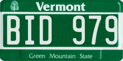 VT license plate BID979