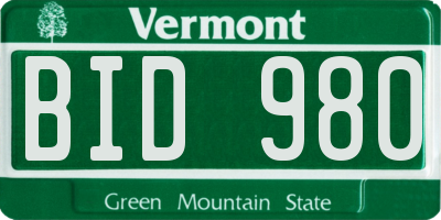 VT license plate BID980