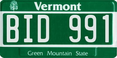 VT license plate BID991