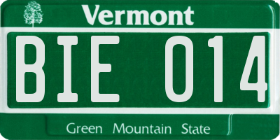 VT license plate BIE014