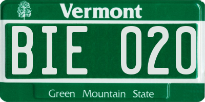 VT license plate BIE020