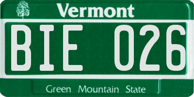 VT license plate BIE026