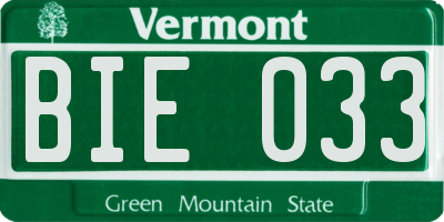 VT license plate BIE033