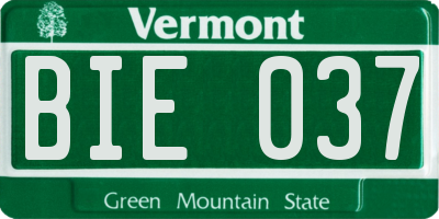 VT license plate BIE037