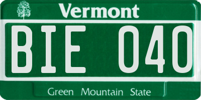 VT license plate BIE040