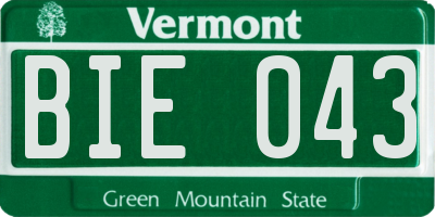 VT license plate BIE043