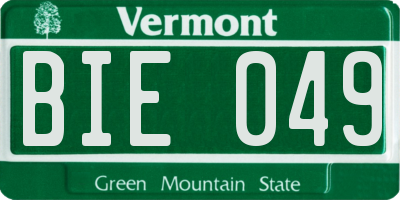 VT license plate BIE049