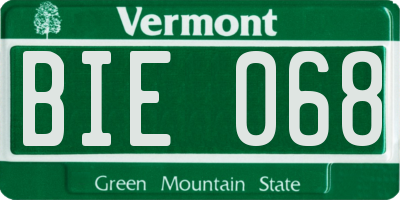 VT license plate BIE068