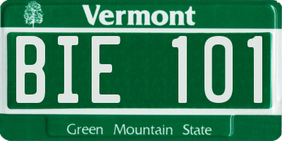 VT license plate BIE101