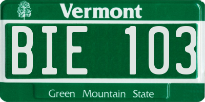 VT license plate BIE103