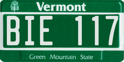 VT license plate BIE117
