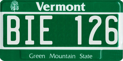 VT license plate BIE126