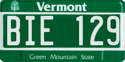 VT license plate BIE129