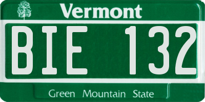 VT license plate BIE132