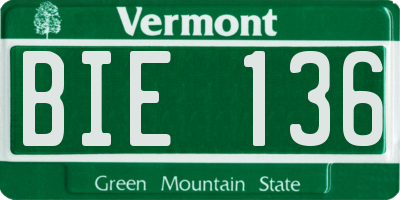 VT license plate BIE136