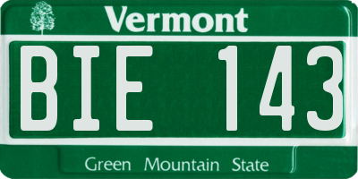 VT license plate BIE143