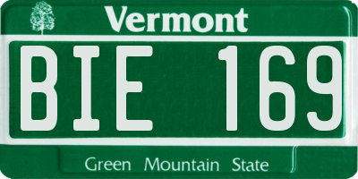 VT license plate BIE169