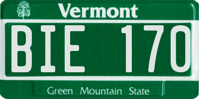 VT license plate BIE170