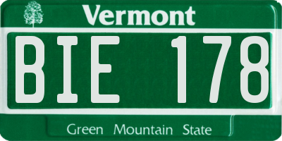 VT license plate BIE178