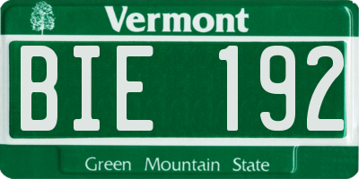 VT license plate BIE192