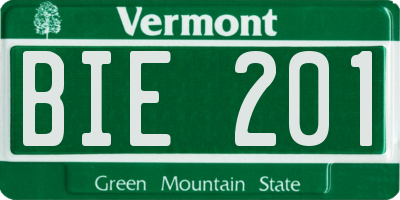 VT license plate BIE201