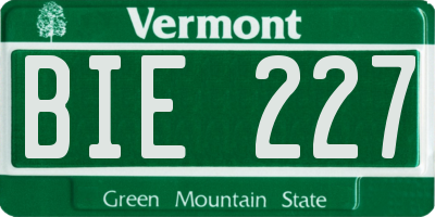 VT license plate BIE227