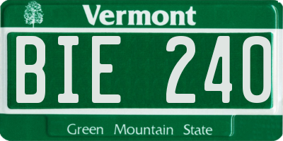 VT license plate BIE240