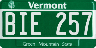 VT license plate BIE257