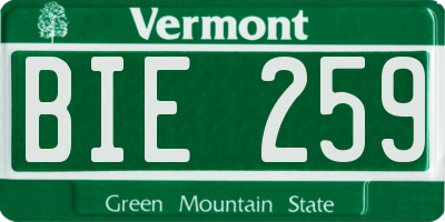 VT license plate BIE259