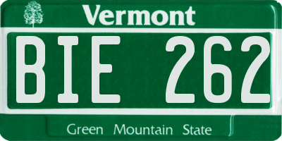 VT license plate BIE262