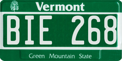 VT license plate BIE268