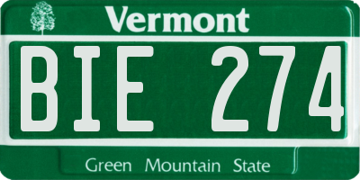 VT license plate BIE274