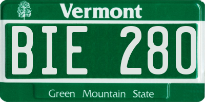 VT license plate BIE280