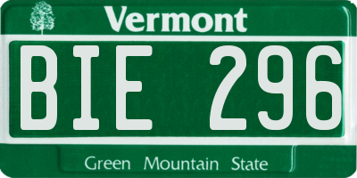 VT license plate BIE296