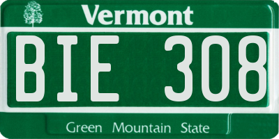 VT license plate BIE308