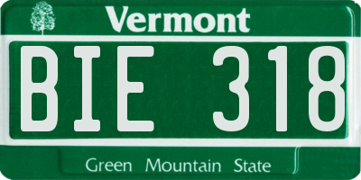 VT license plate BIE318