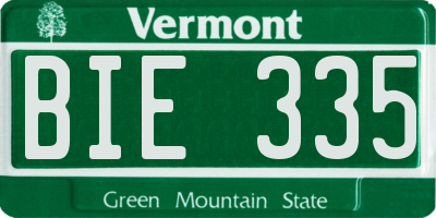 VT license plate BIE335