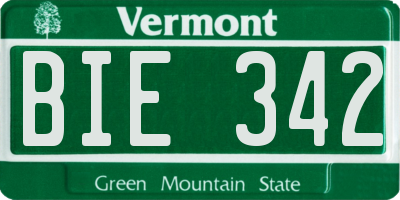 VT license plate BIE342