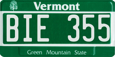 VT license plate BIE355