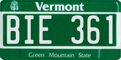 VT license plate BIE361