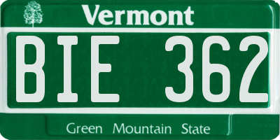 VT license plate BIE362