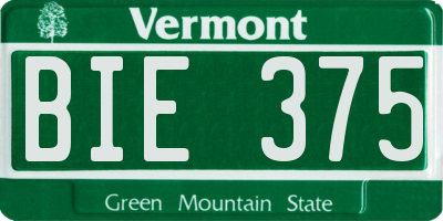VT license plate BIE375